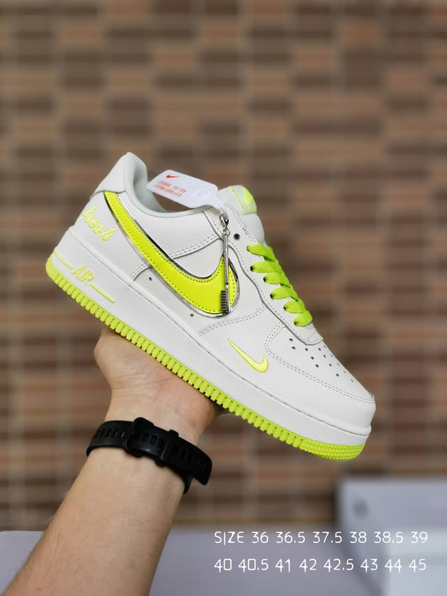 Nike Air Force 1 Low '07 “Kee Fresh”苹果绿 小勾低帮空军一号休闲板鞋 定制皮料 专属鞋盒 原楦原纸板 纯正空军版型 高清洁度