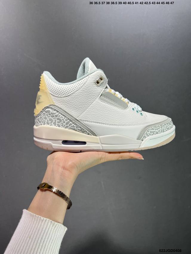 Air Jordan 3 Retro 复刻白水泥 Aj3 乔丹3代 Aj3 乔3 经典复刻白水泥 乔丹篮球鞋系列 鞋身以白色为主调，采用优质皮革材质搭配鞋头及后