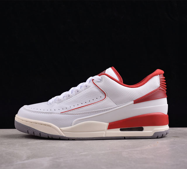 Air Jordan 2 3 Retro Aj2 3 乔2 3白红色 低帮篮球鞋 Fd0383-161 #采用白色鞋面，融合光滑皮革材料，侧面穿孔设计十分巧妙的